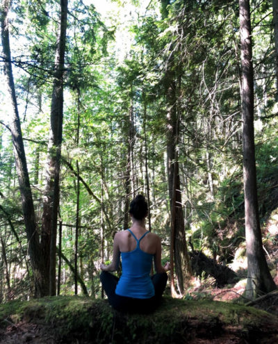 Natalie meditating