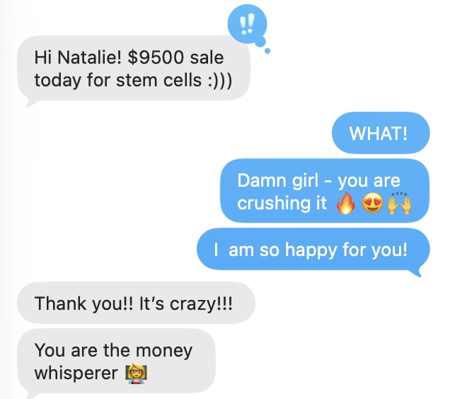 Client text: $9,500 sale