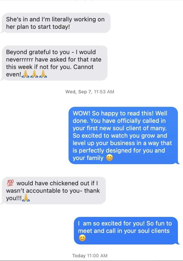 Client text: first new soul client