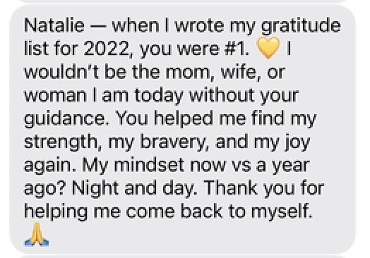 Client text: gratitude list number one