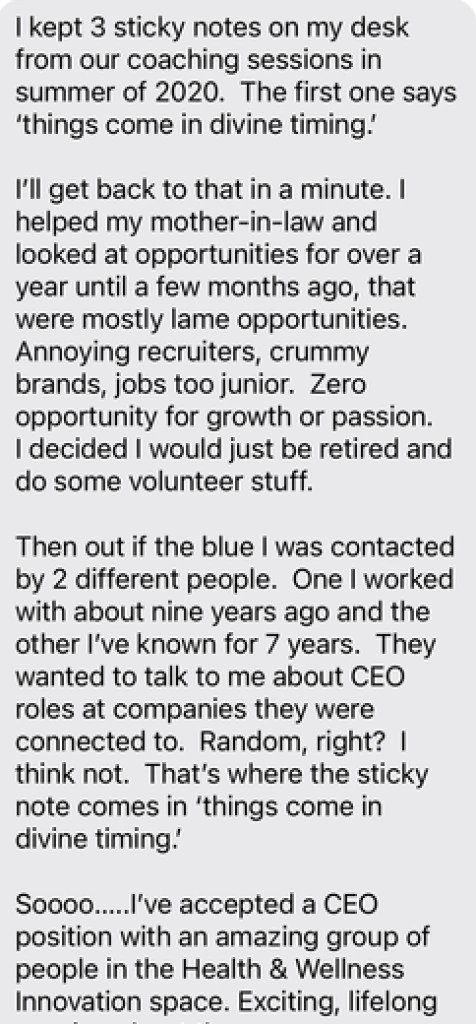 Client text: accepted a CEO position
