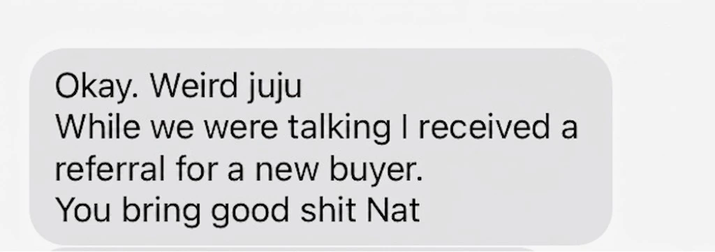 Client text: weird juju referral mid-call