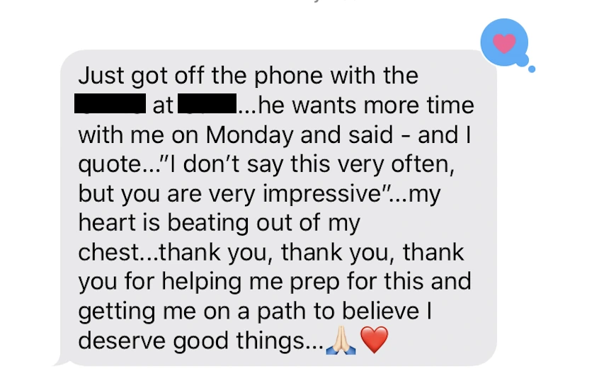 Client text: you are very impressive