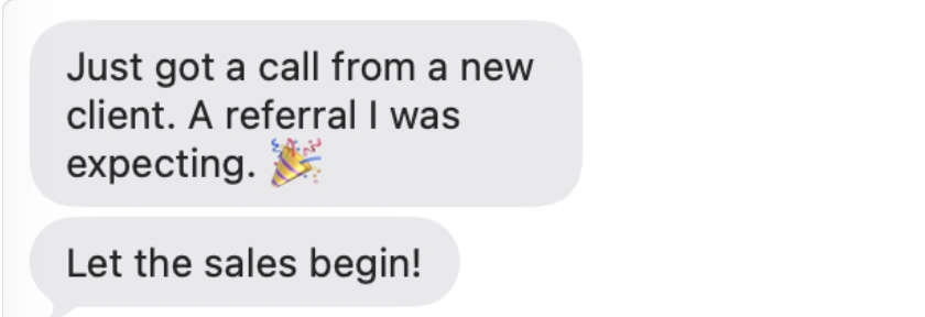 Client text: long update referrals