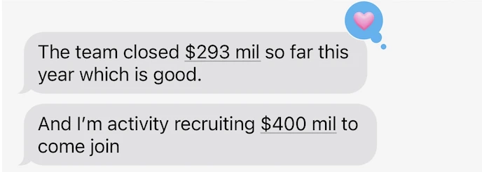 Client text about accomplishments