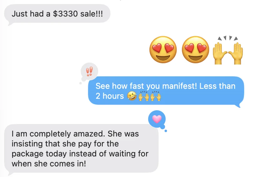 Client text: Just had a $3330 sale in less than 2 hours