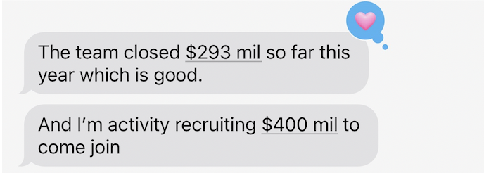 Agent text: team closed $293 million