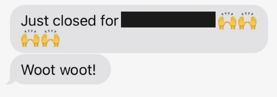 Agent text: just closed another deal